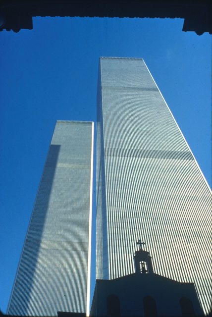 The towers from street level